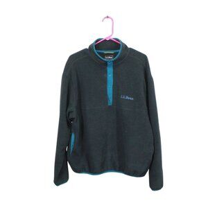 LL Bean Bean's Classic Fleece Pullover Sweater Black Womens L Mens M